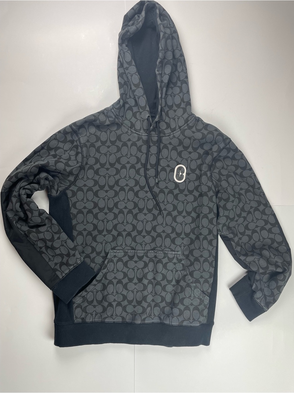Coach Men’s Charcoal Monogram Hoodie - Black & Gray